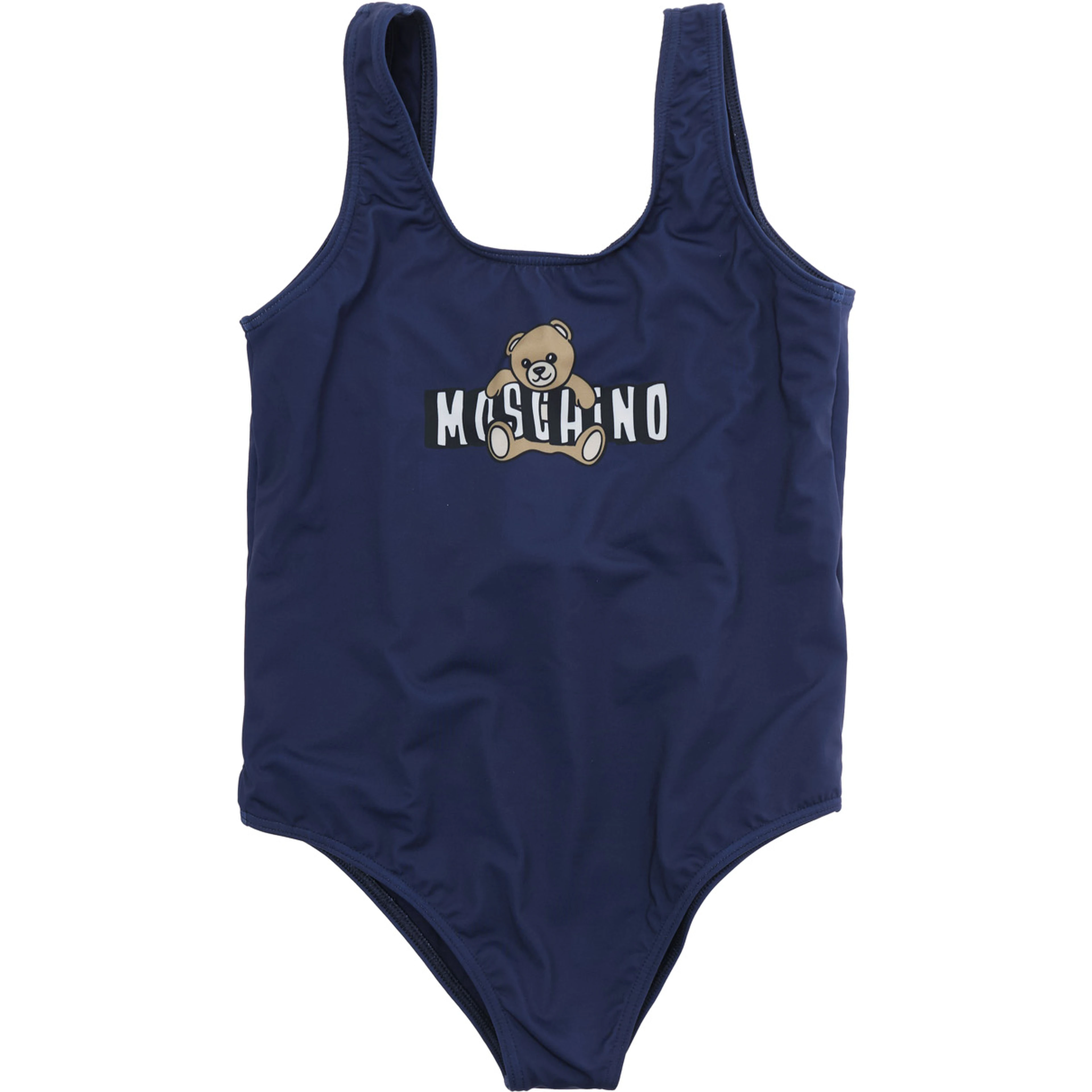 One-Piece Swimsuit Logo with Square Neckline and Logo Print on Front in Tech Fabric Blue Girl
