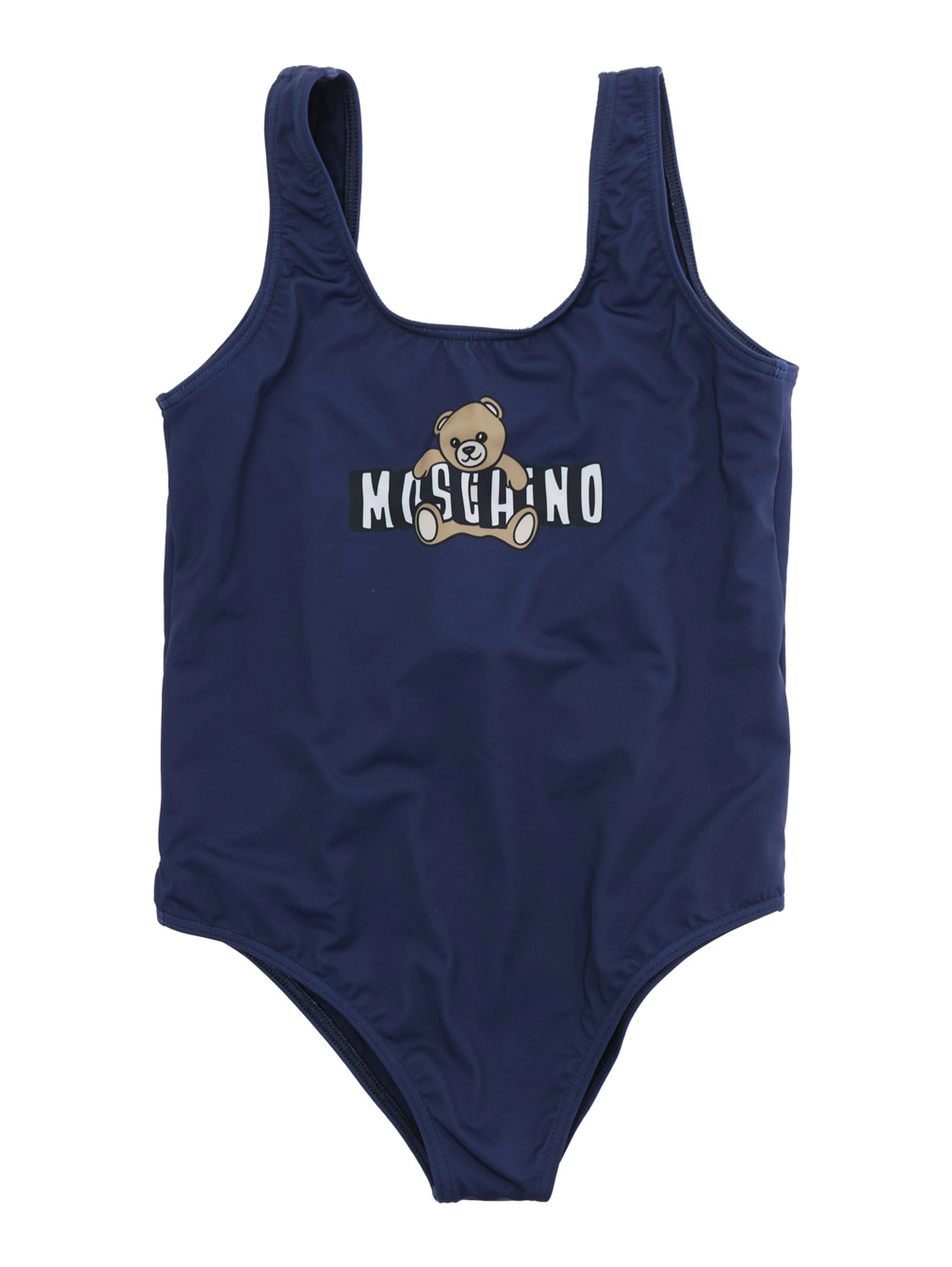 One-Piece Swimsuit Logo with Square Neckline and Logo Print on Front in Tech Fabric Blue Girl