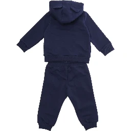 Blue Tracksuit with Fixed Hood and Front Print in Baby Cotton