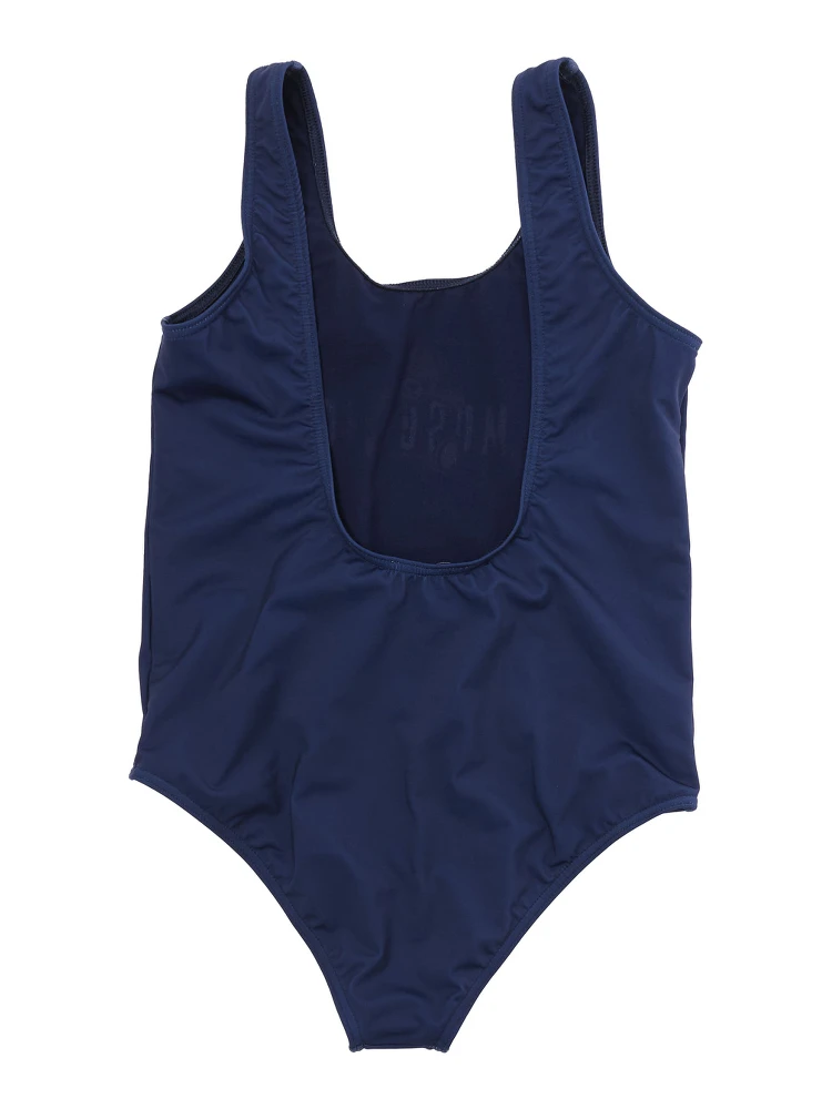 One-Piece Swimsuit Logo with Square Neckline and Logo Print on Front in Tech Fabric Blue Girl alternative