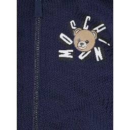 Blue Tracksuit with Fixed Hood and Front Print in Baby Cotton