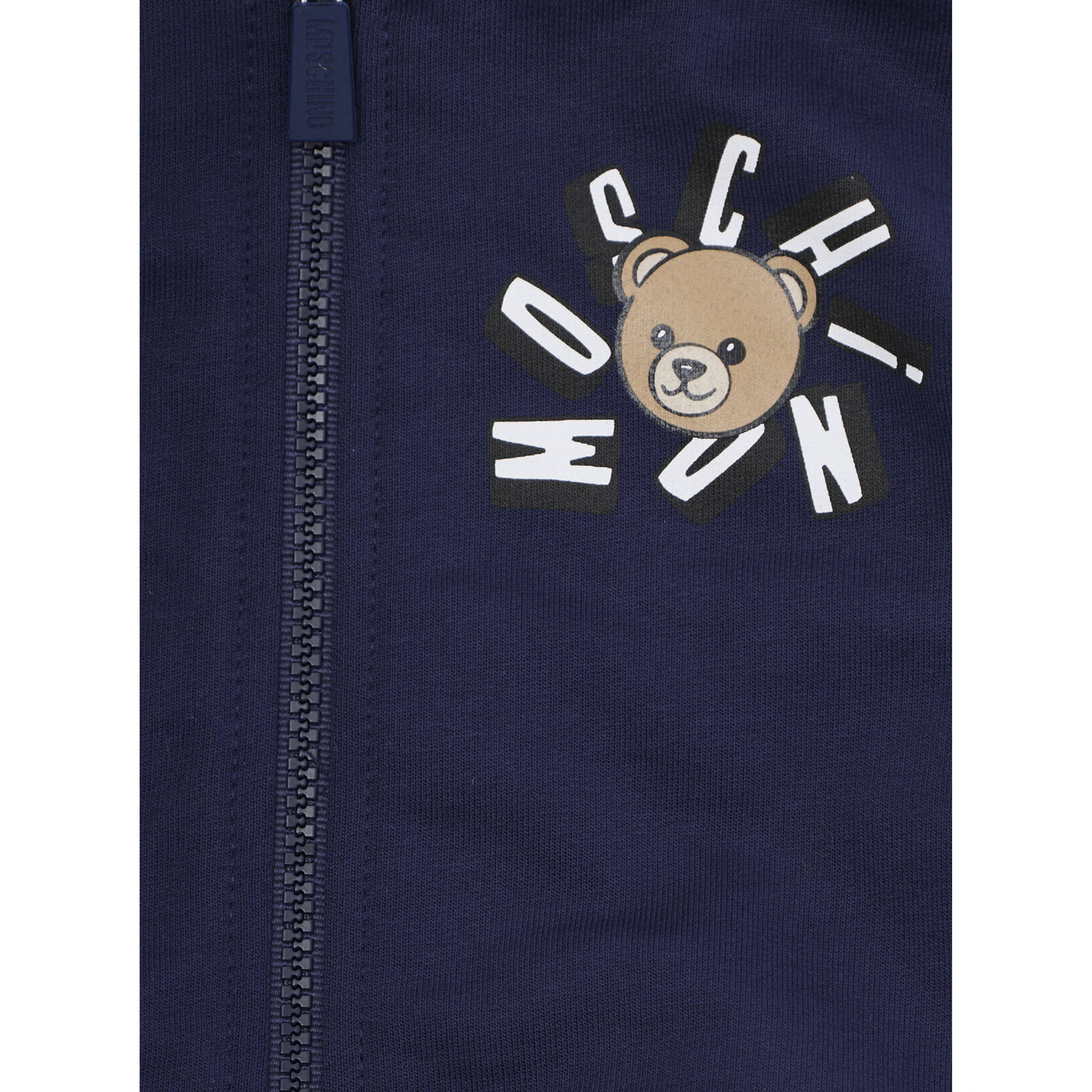 Blue Tracksuit with Fixed Hood and Front Print in Baby Cotton
