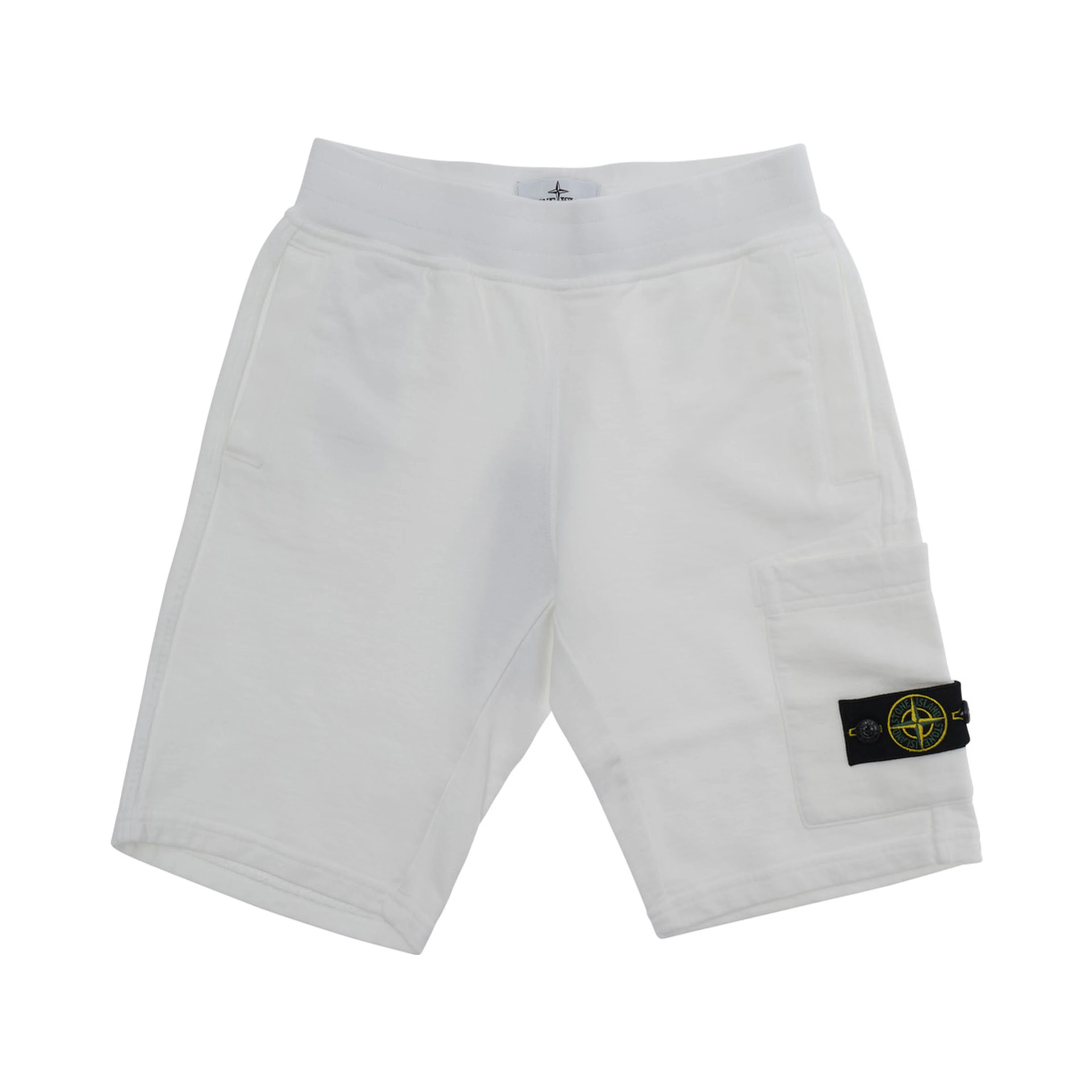 white Shorts with elastic waistband and logo patch on the leg in cotton Boy