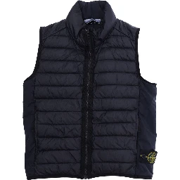 Blue Down Jacket L1S16G100002S0024V0020 with Fixed Hood and Front Zip Closure for Men