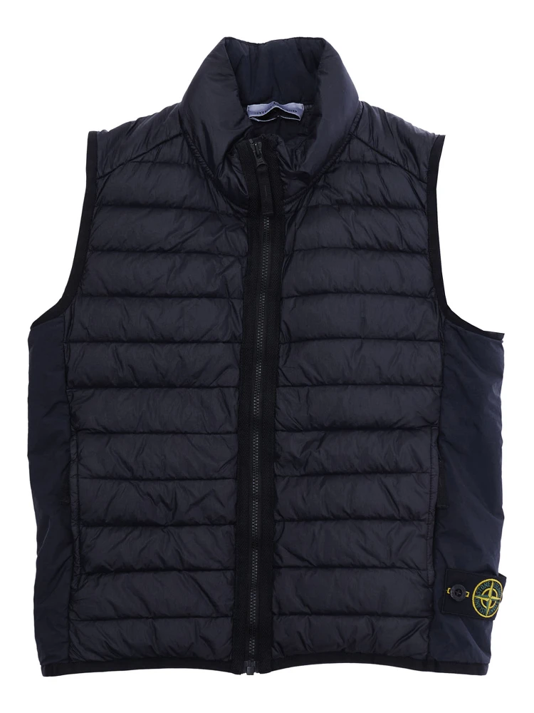 Blue Down Jacket L1S16G100002S0024V0020 with Fixed Hood and Front Zip Closure for Men