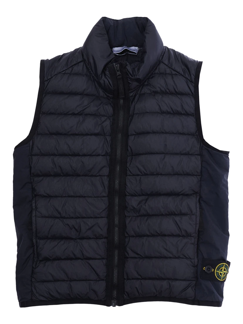 Blue Down Jacket L1S16G100002S0024V0020 with Fixed Hood and Front Zip Closure for Men