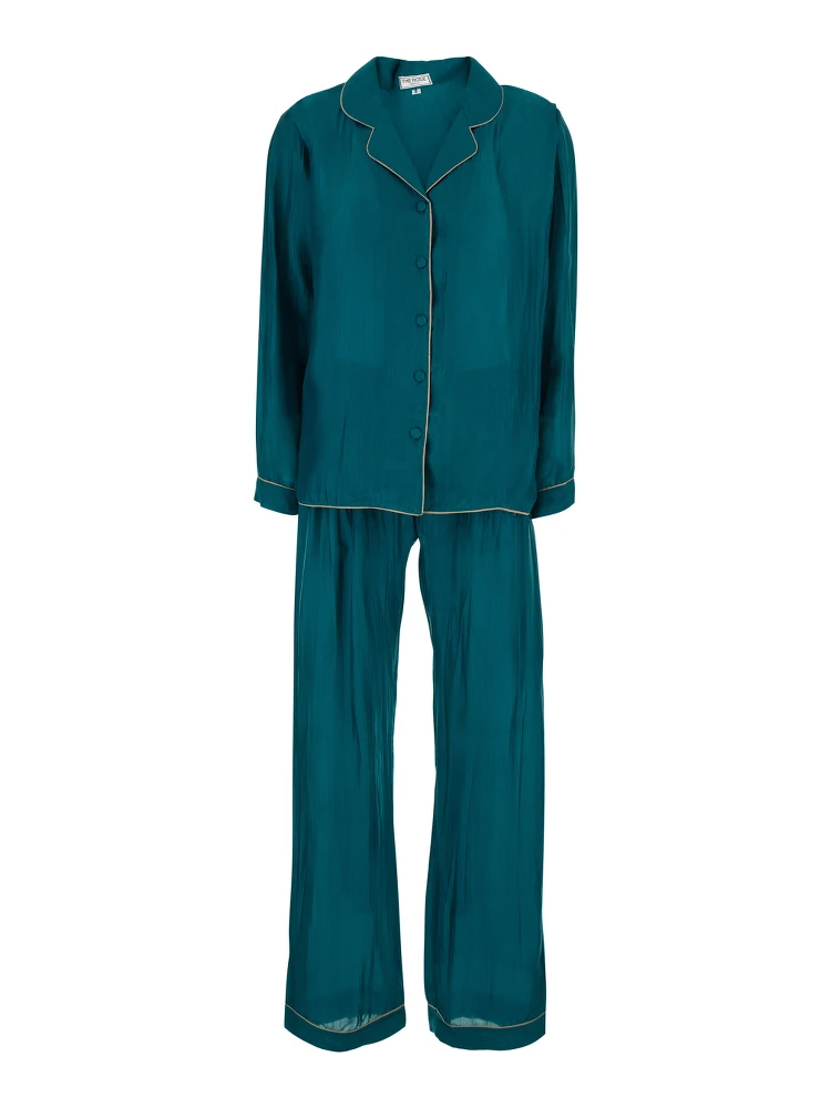Blue Suit with shirt and Pants in silk blend Woman
