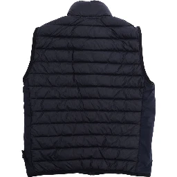 Blue Down Jacket L1S16G100002S0024V0020 with Fixed Hood and Front Zip Closure for Men