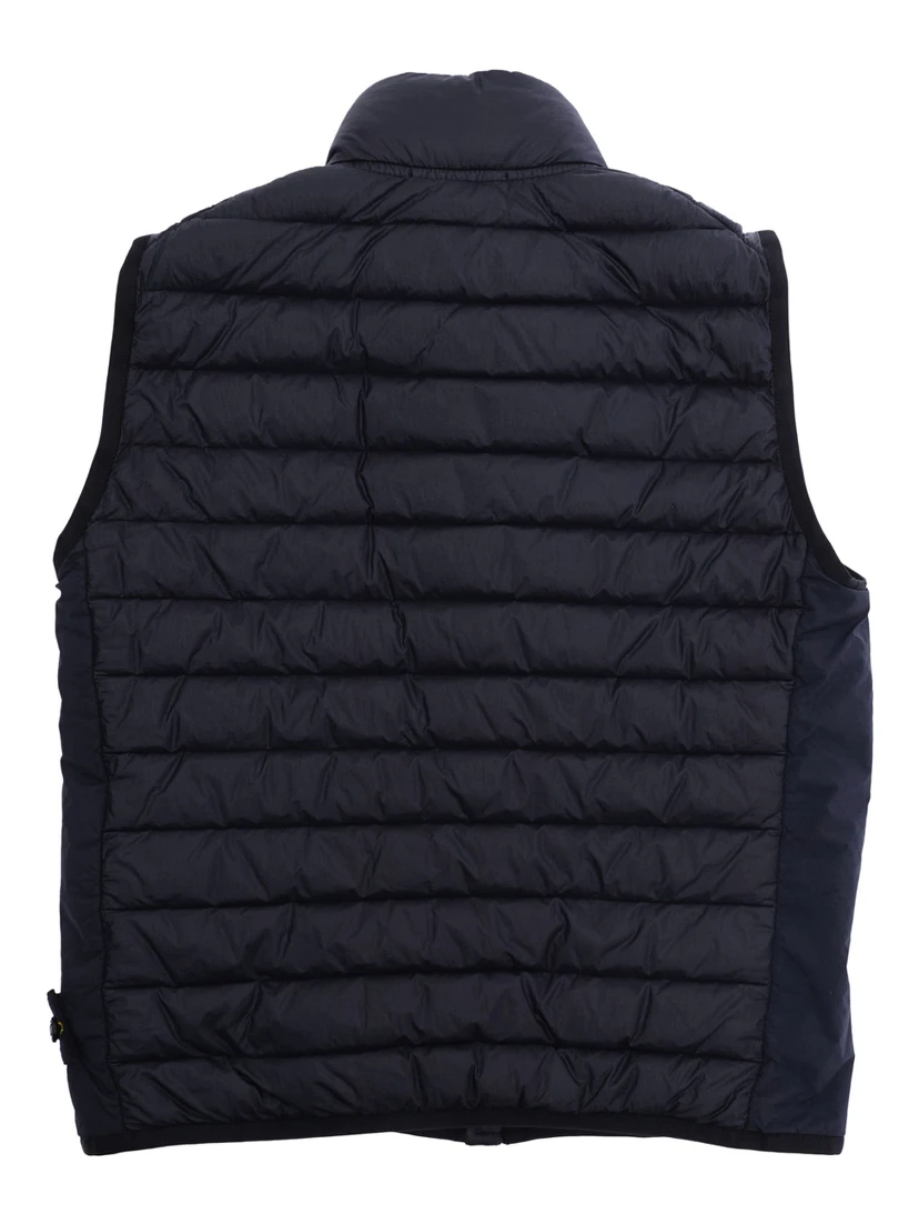 Blue Down Jacket L1S16G100002S0024V0020 with Fixed Hood and Front Zip Closure for Men