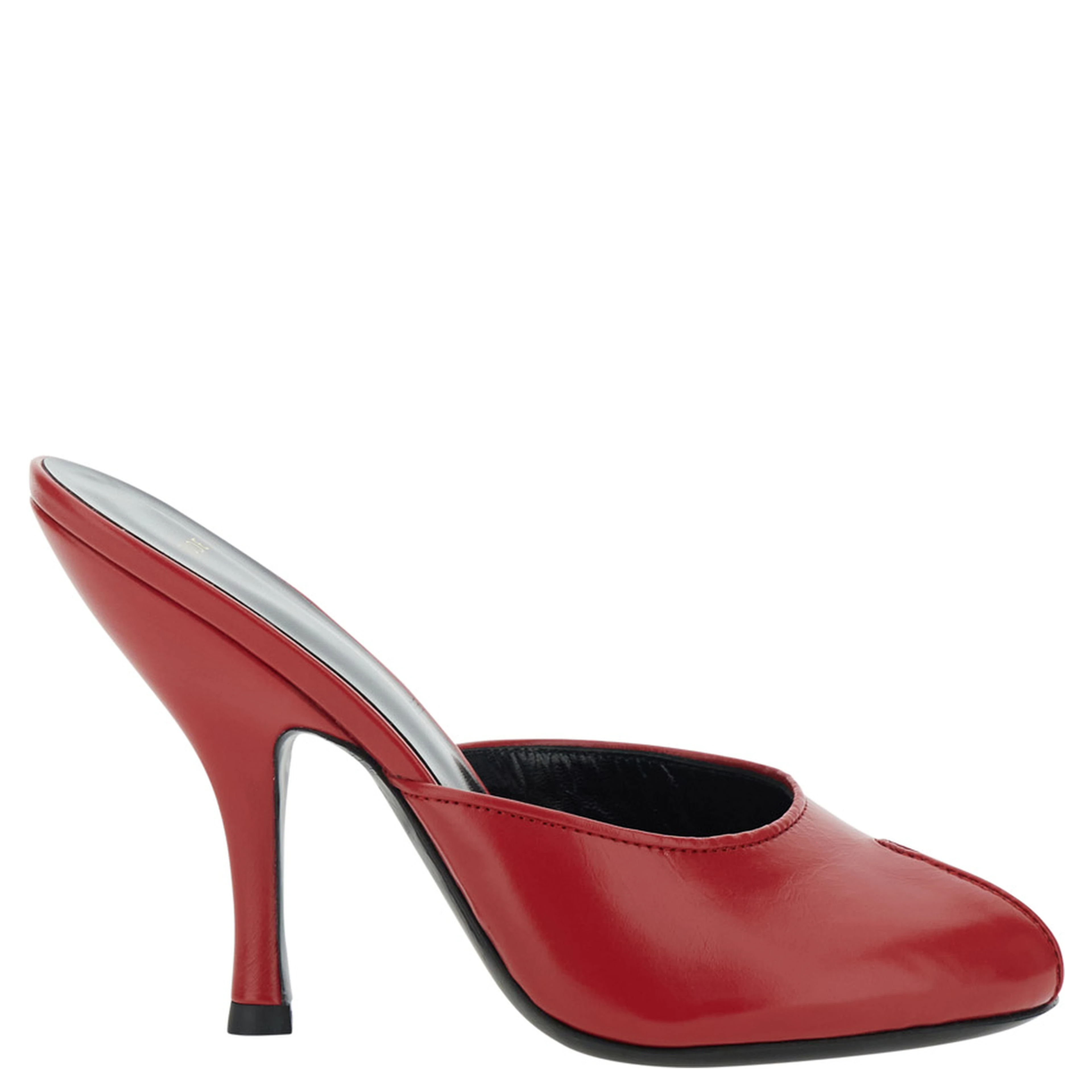 Date Red Heel Sandals with Cut-out Toe in Leather Women