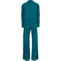 Blue Suit with shirt and Pants in silk blend Woman