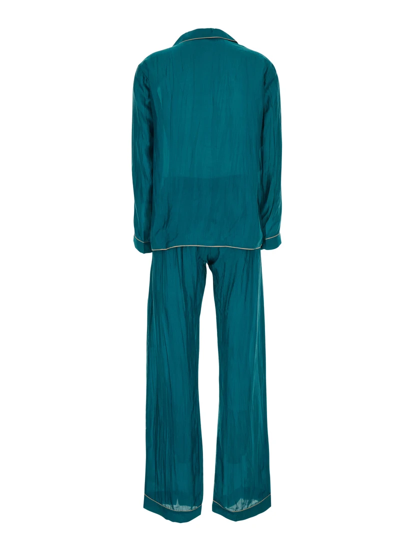 Blue Suit with shirt and Pants in silk blend Woman