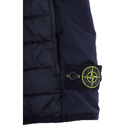 Blue Down Jacket L1S16G100002S0024V0020 with Fixed Hood and Front Zip Closure for Men