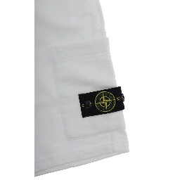 white Shorts with elastic waistband and logo patch on the leg in cotton Boy