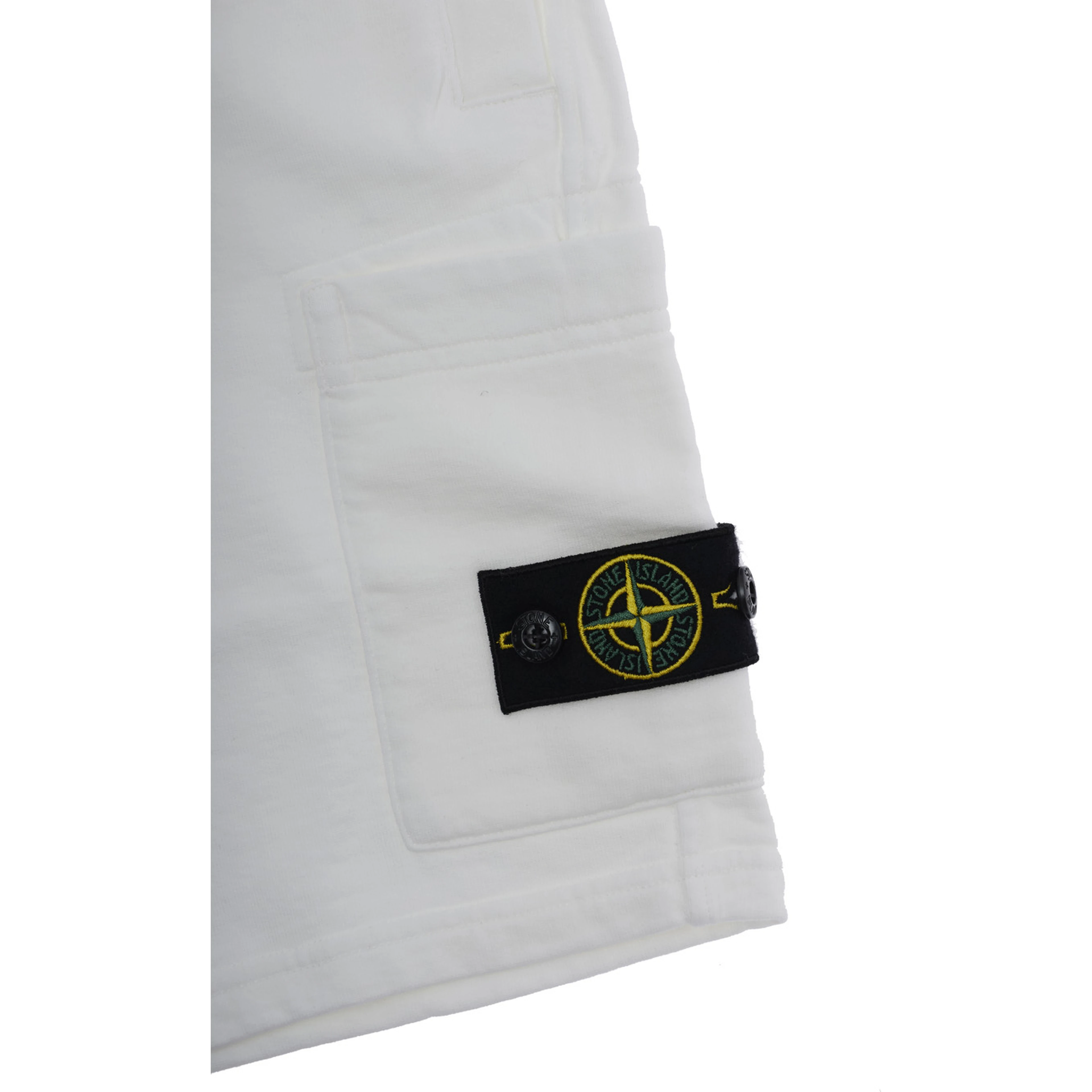 white Shorts with elastic waistband and logo patch on the leg in cotton Boy