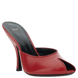 Date Red Heel Sandals with Cut-out Toe in Leather Women