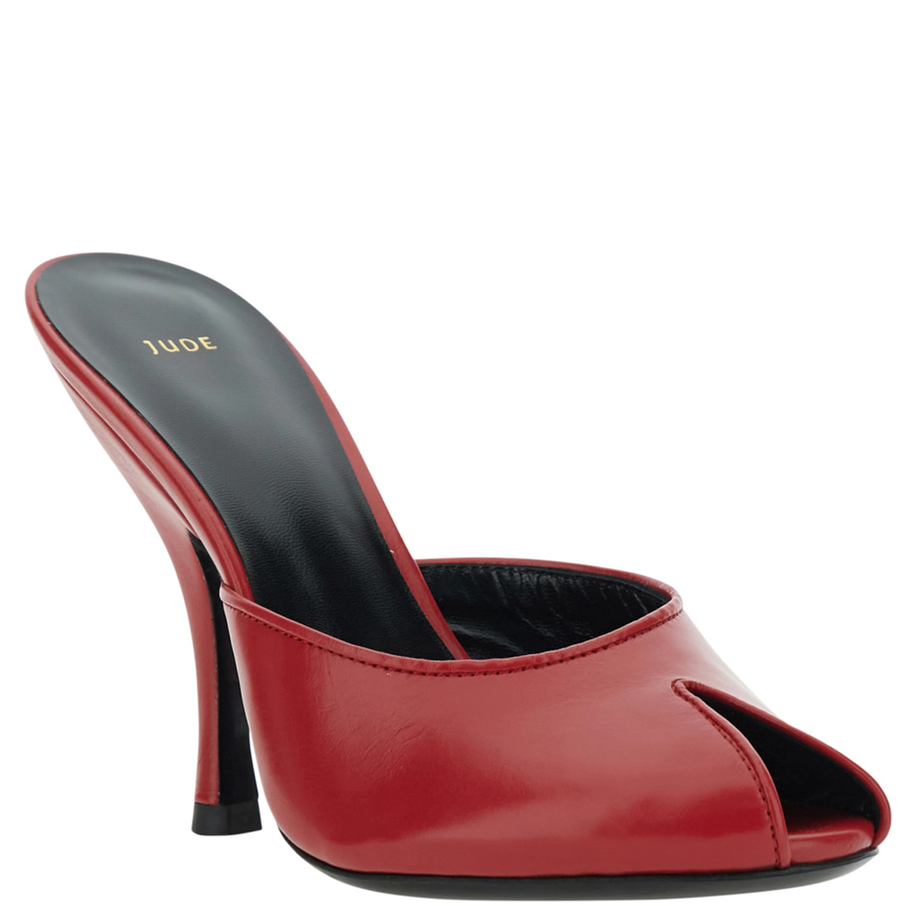 Date Red Heel Sandals with Cut-out Toe in Leather Women