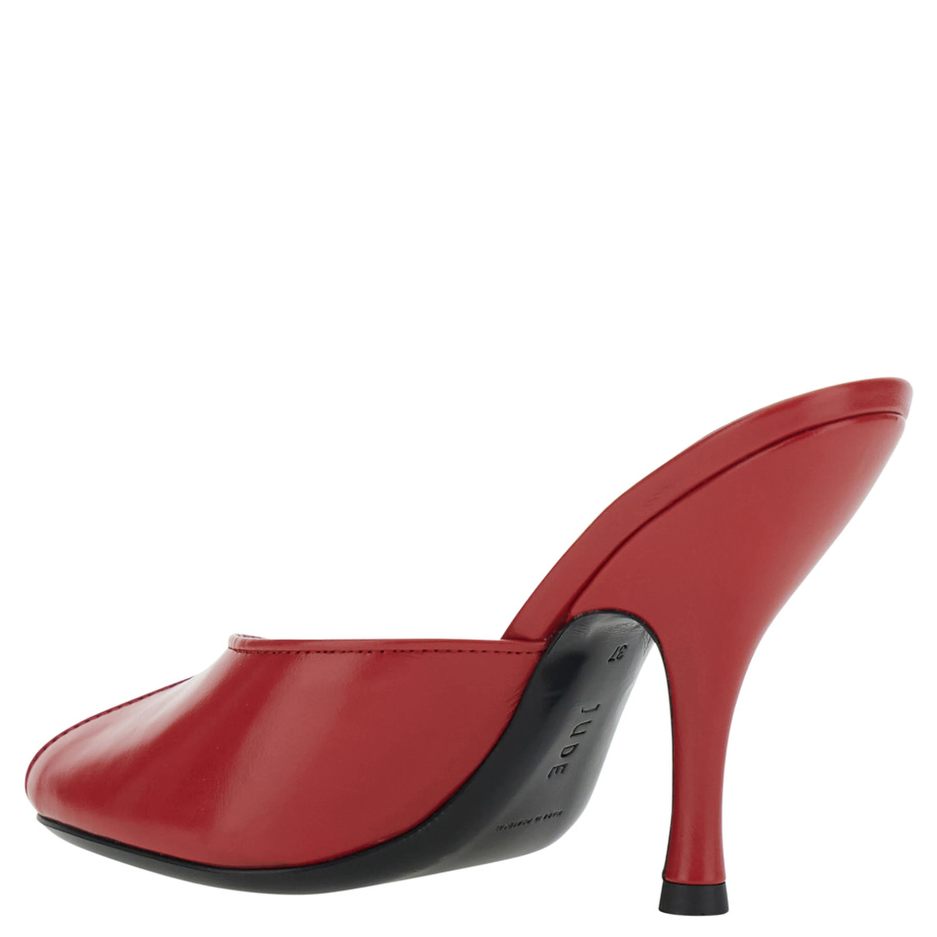 Date Red Heel Sandals with Cut-out Toe in Leather Women