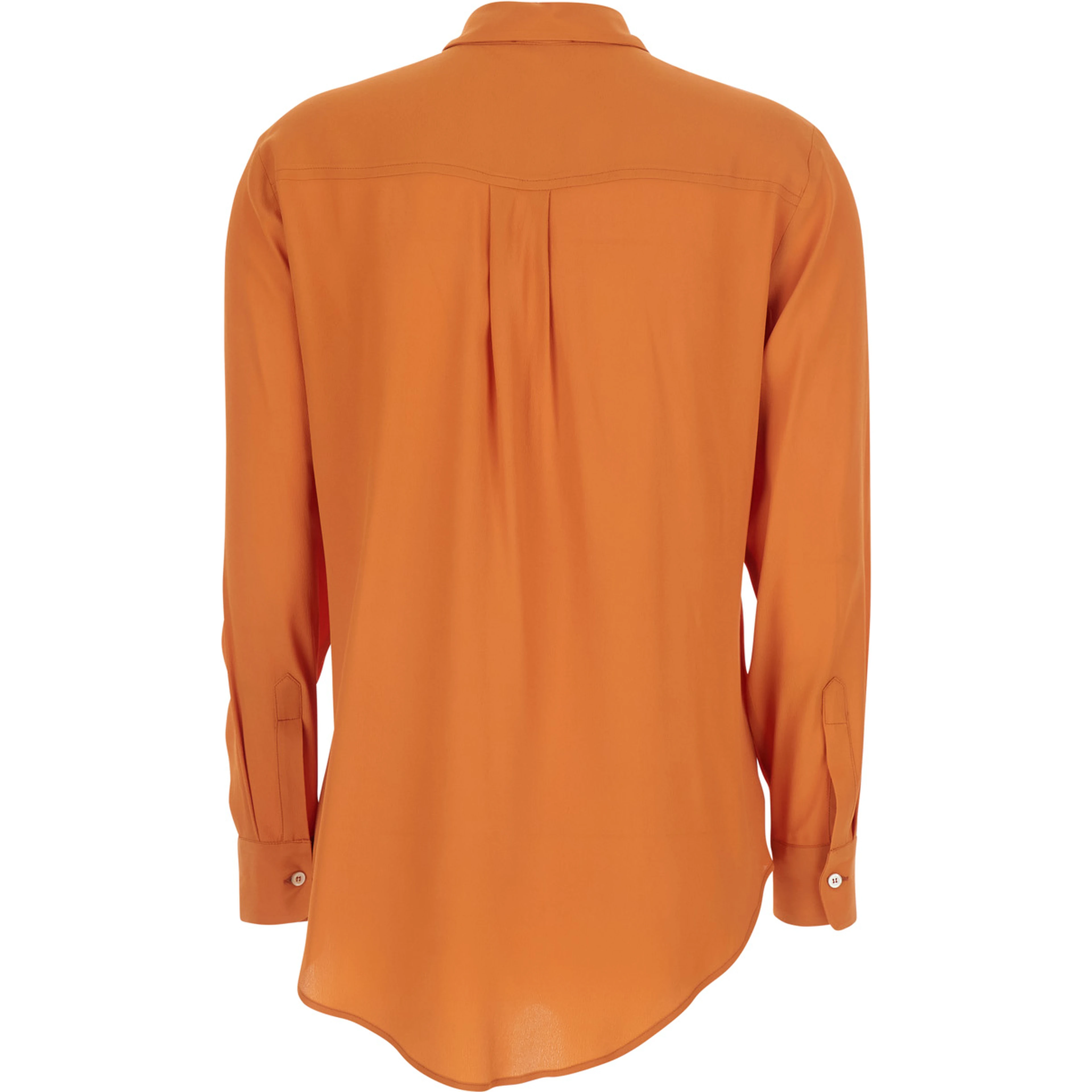 Orange Shirt with Applied Pockets on the Front in Silk Blend Woman