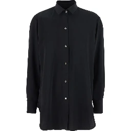 Black Womens Classic Collar Tech Fabric Shirt