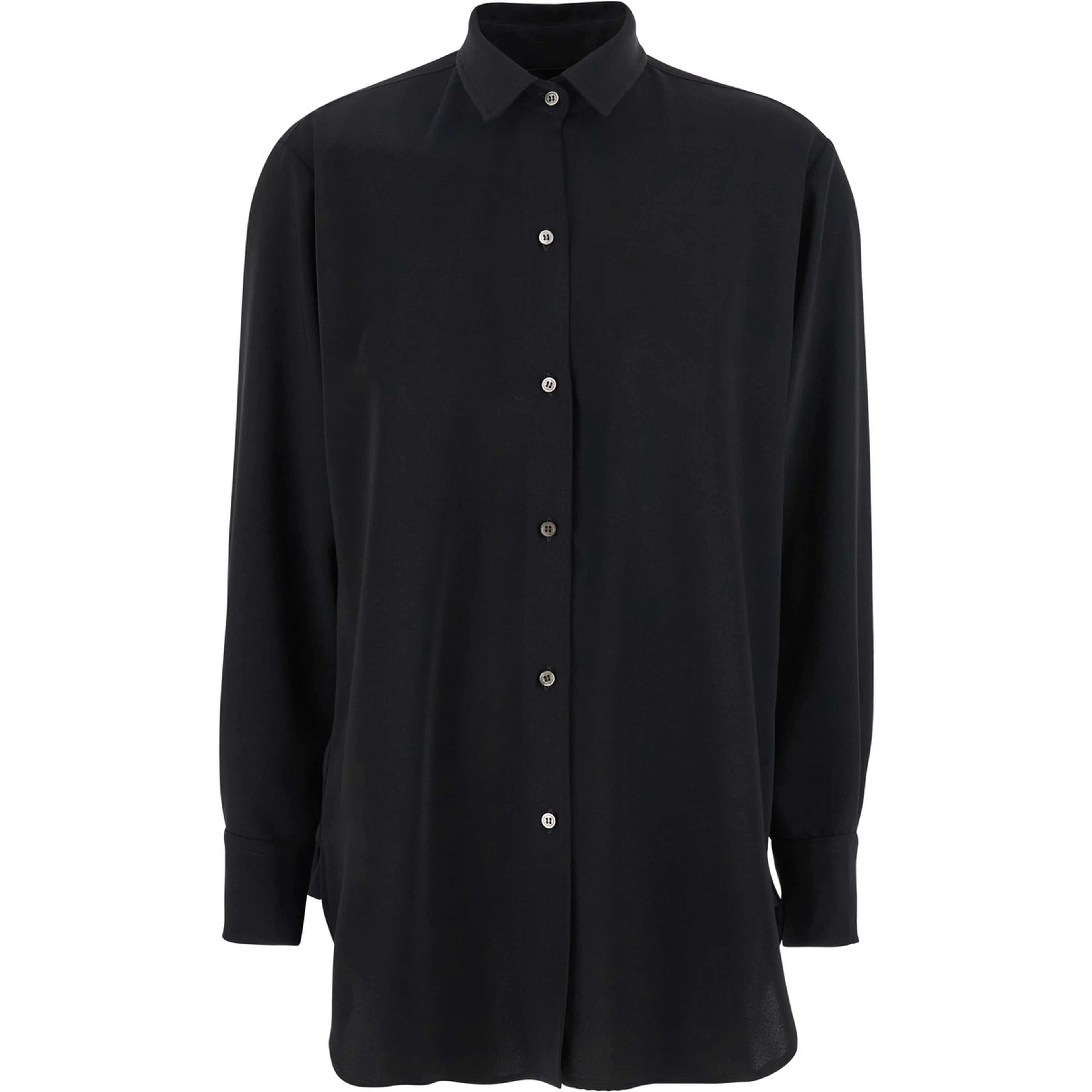Black Womens Classic Collar Tech Fabric Shirt