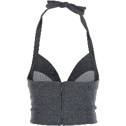 Grey Top with knot detail on the front in wool and fabric Blend woman
