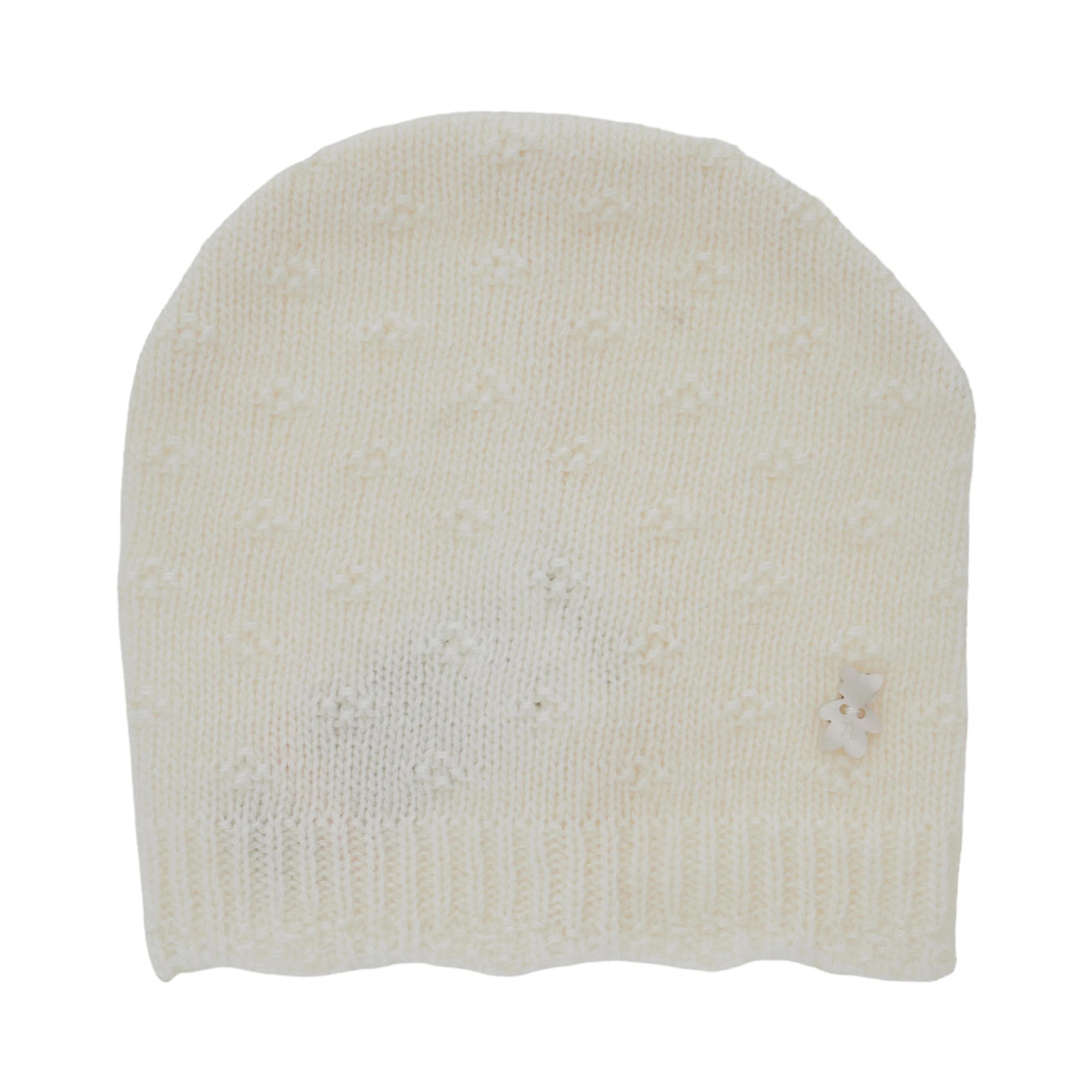 White Beanie with all-over embroidery and logo on the front in blend viscose baby