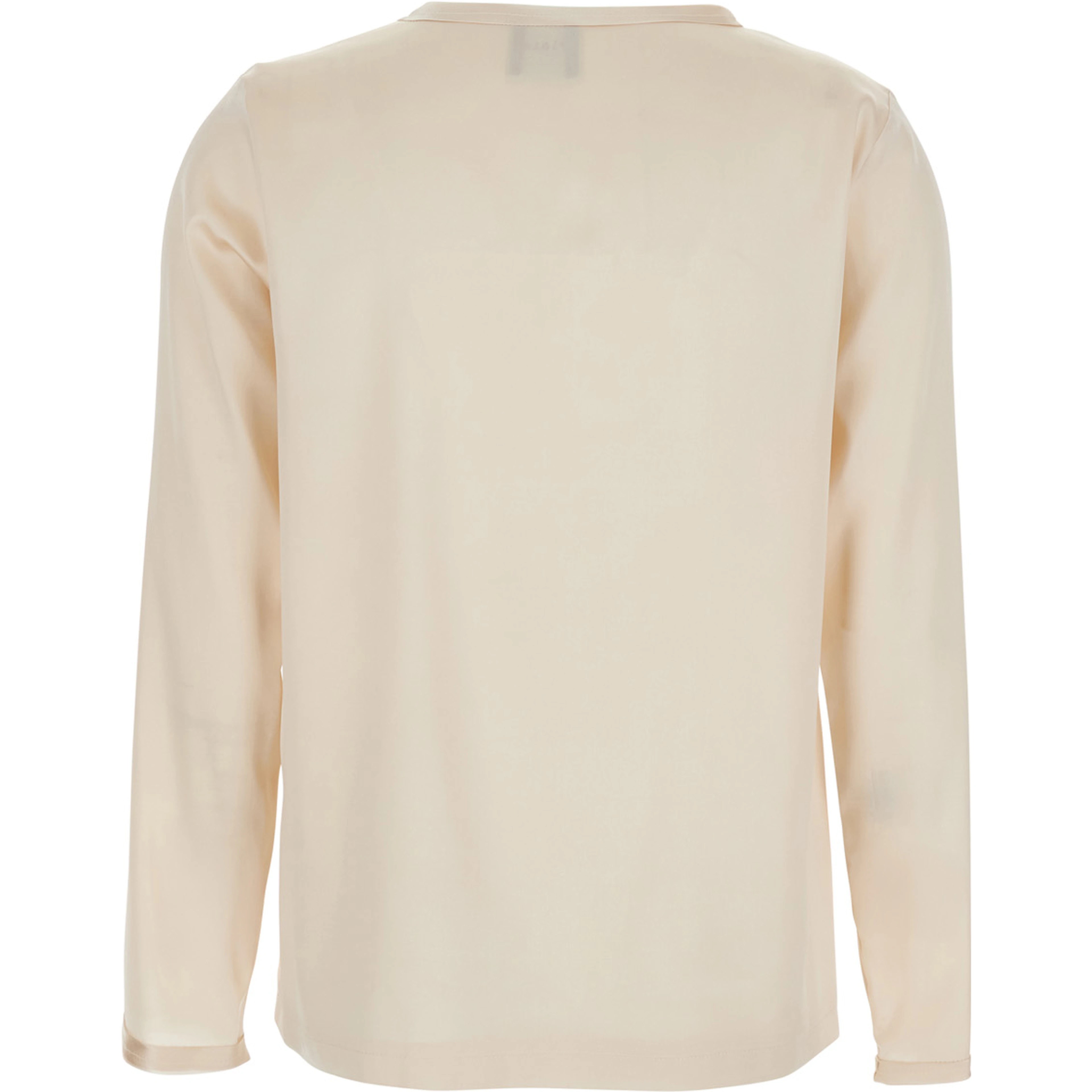 Beige Silk Long Sleeve Blouse for Women