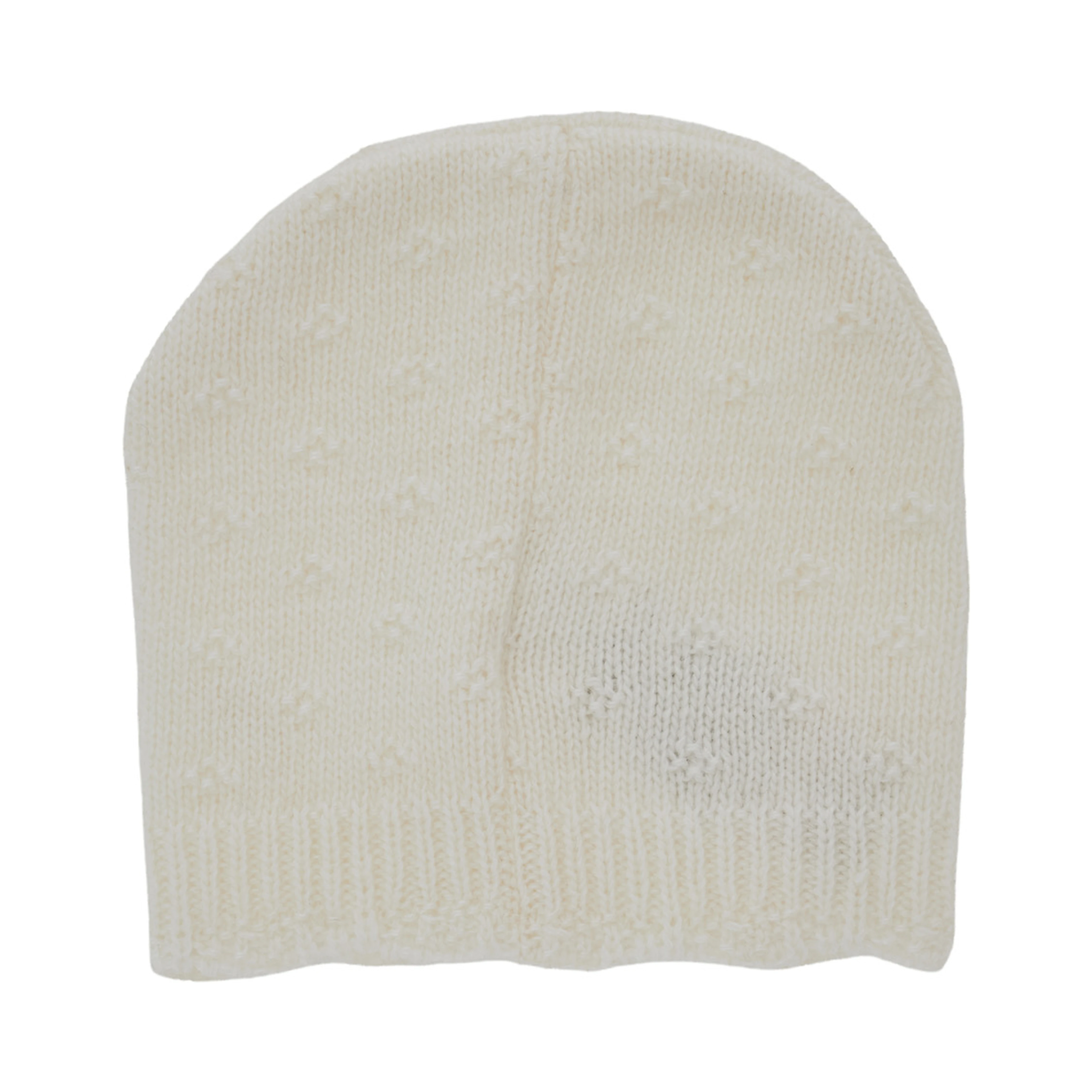 White Beanie with all-over embroidery and logo on the front in blend viscose baby