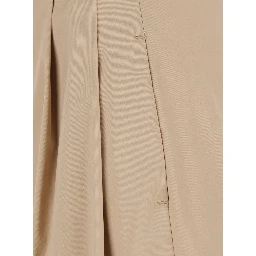 Beige Trousers with Front Pleats and Wide Leg in Cotton Woman