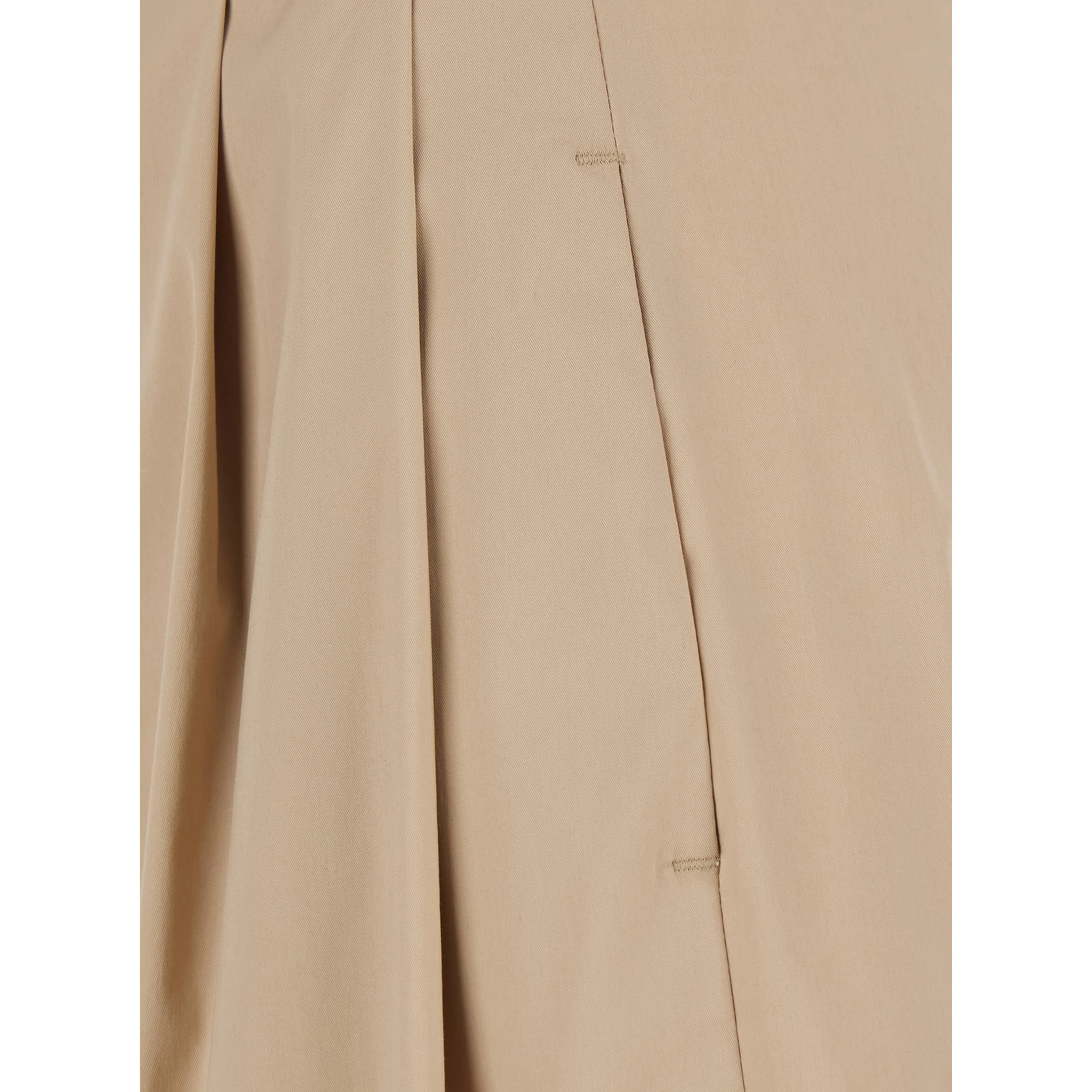 Beige Trousers with Front Pleats and Wide Leg in Cotton Woman