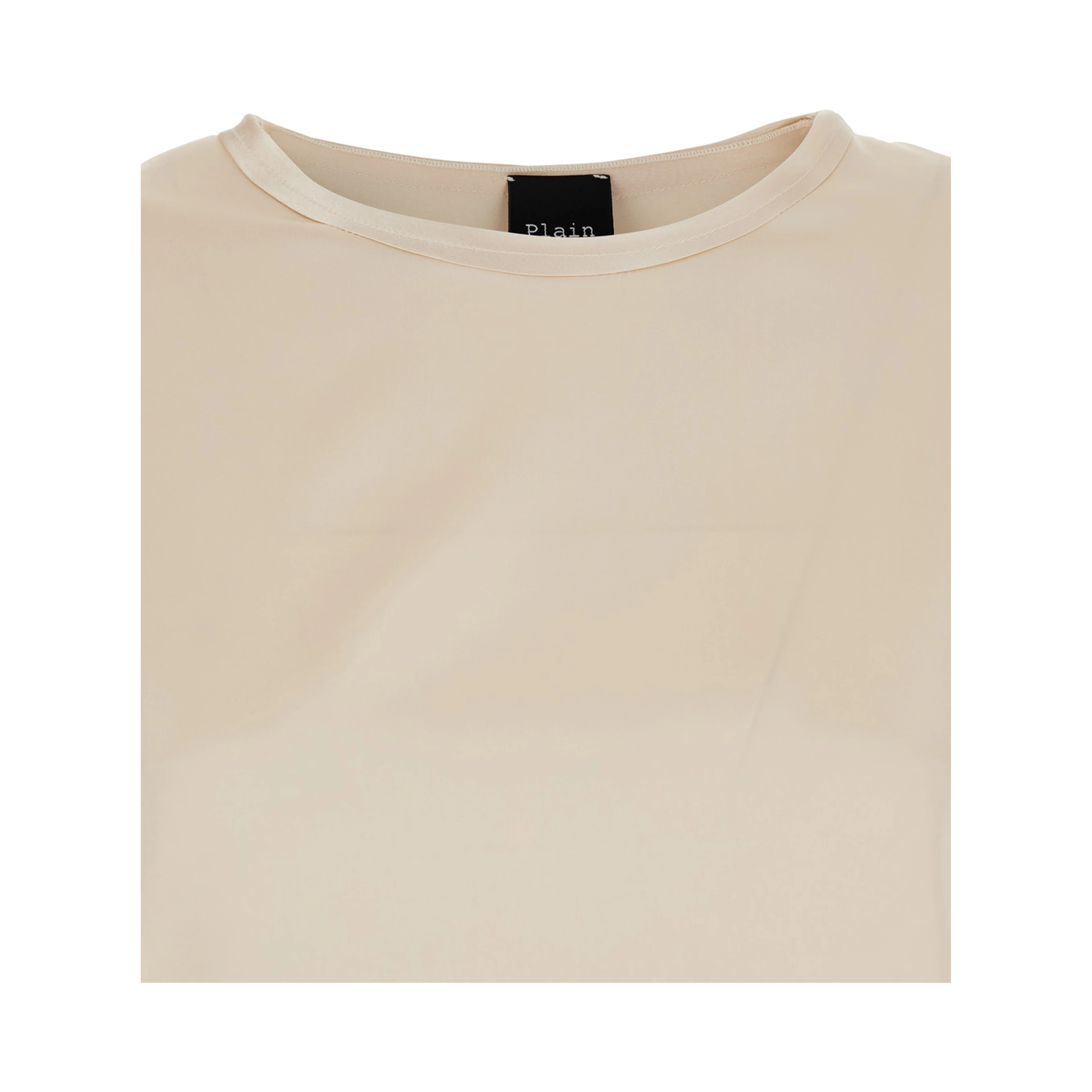 Beige Silk Long Sleeve Blouse for Women