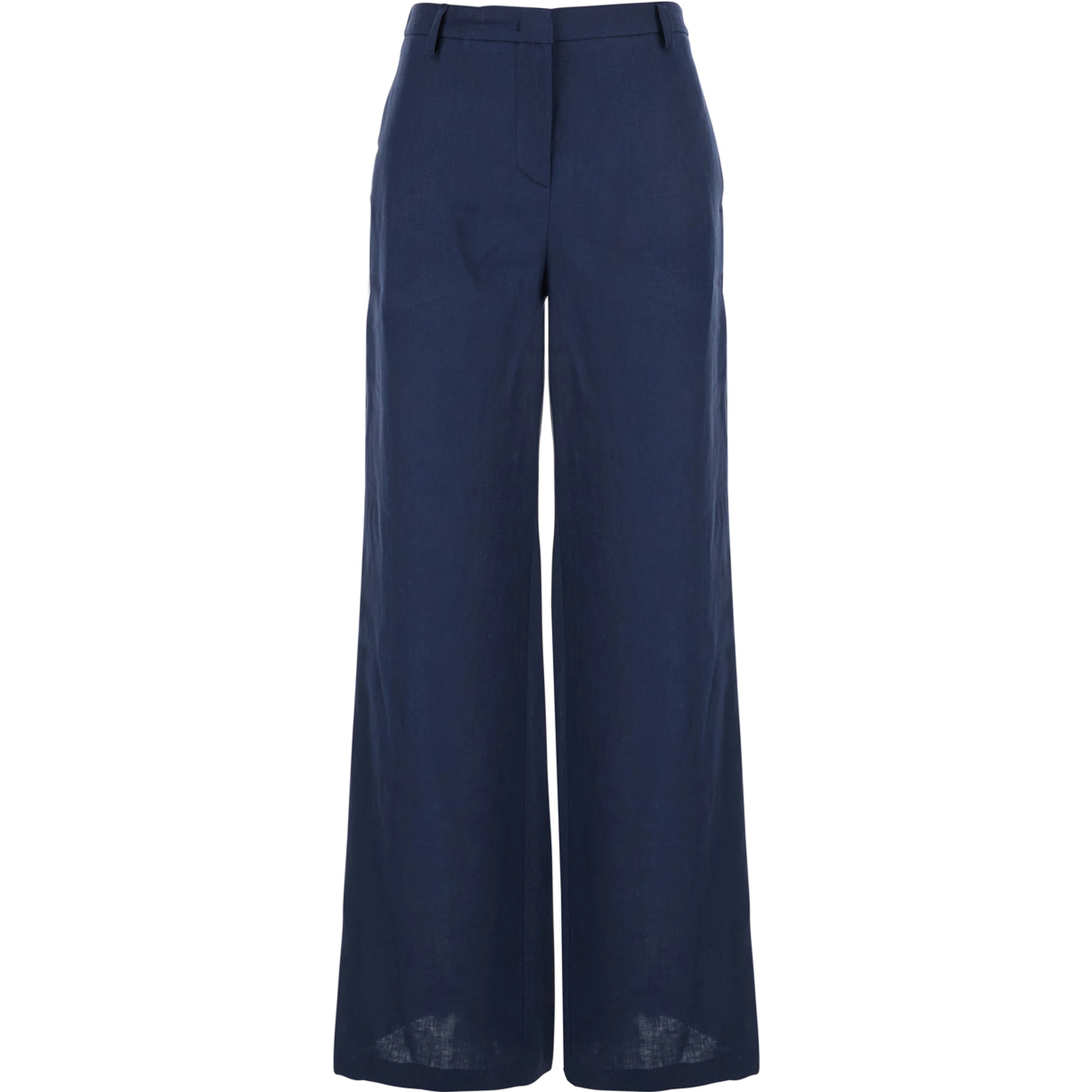 Blue Linen Trousers with Wide Leg Woman