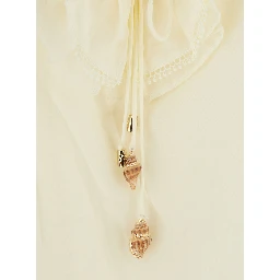 Aria White Blouse with V-neck and Ruffles on the Front in Fabric for Women