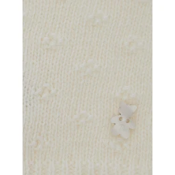White Beanie with all-over embroidery and logo on the front in blend viscose baby