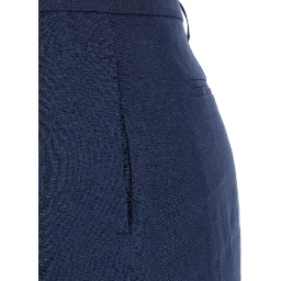 Blue Linen Trousers with Wide Leg Woman
