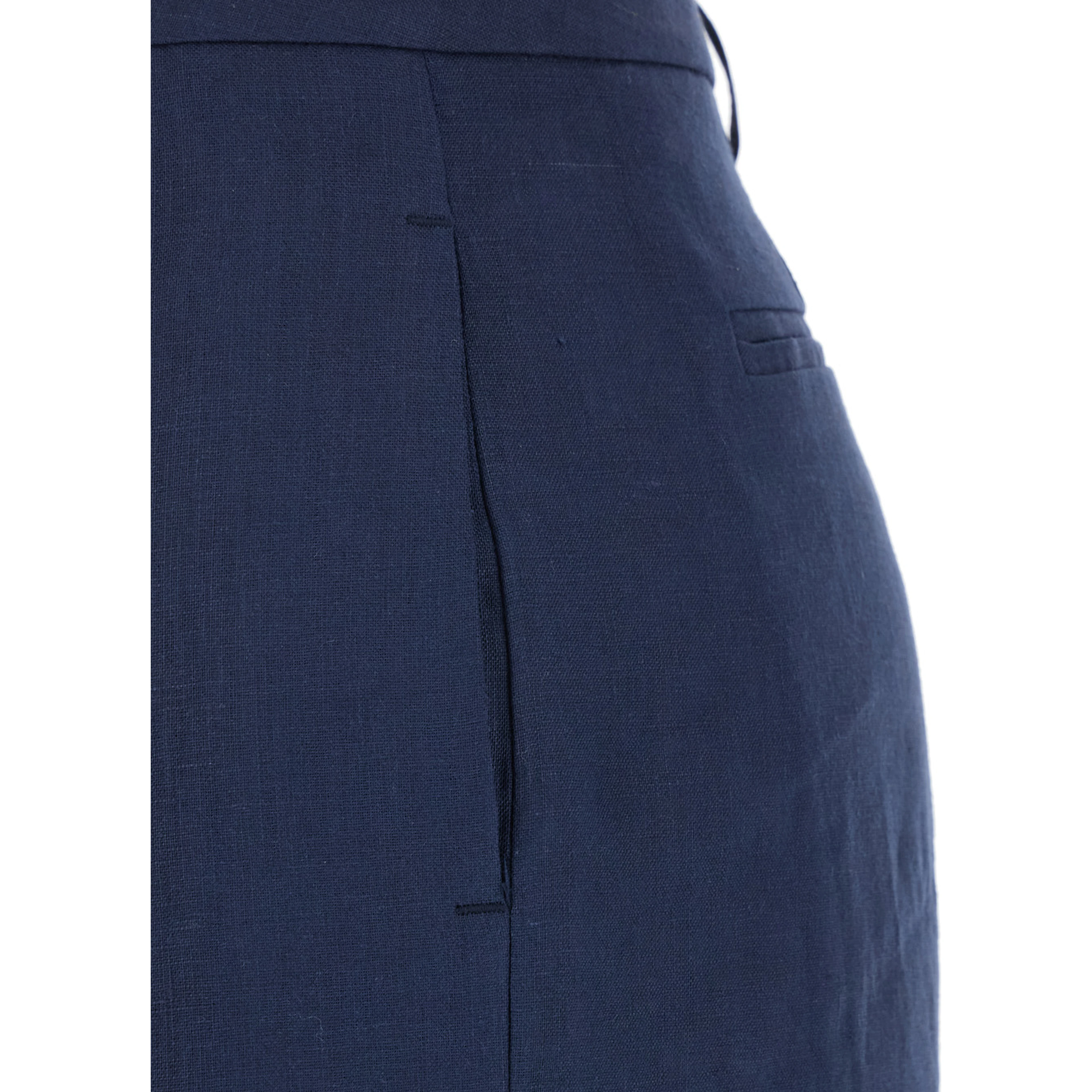 Blue Linen Trousers with Wide Leg Woman