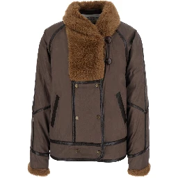 OLINKA Brown jacket with fur inserts and side pockets in Tech Fabric women