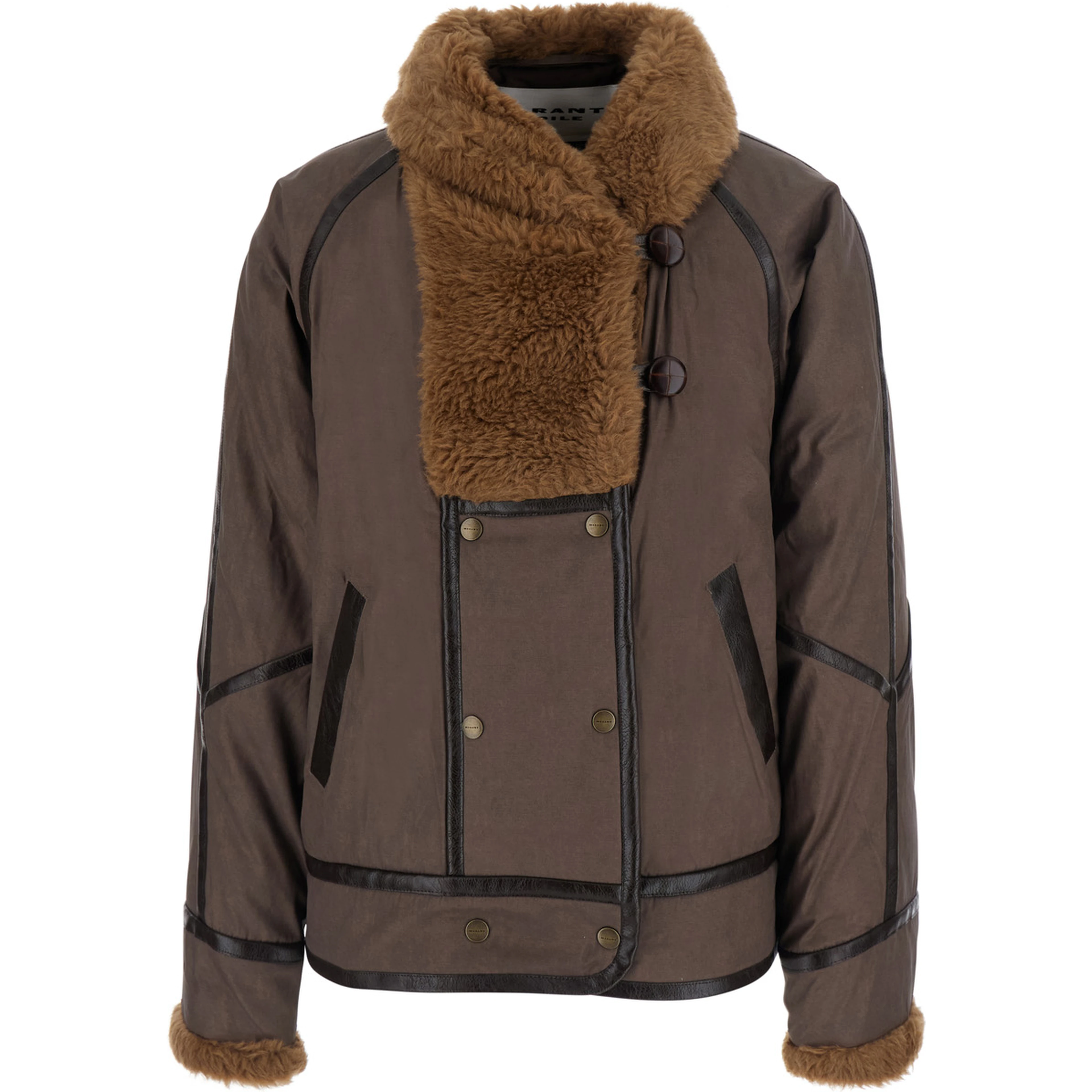 OLINKA Brown jacket with fur inserts and side pockets in Tech Fabric women
