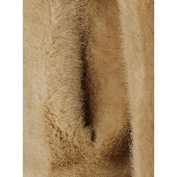 Elis Shaved Mink Coat with shawl collar and long sleeves in beige synthetic fur for women