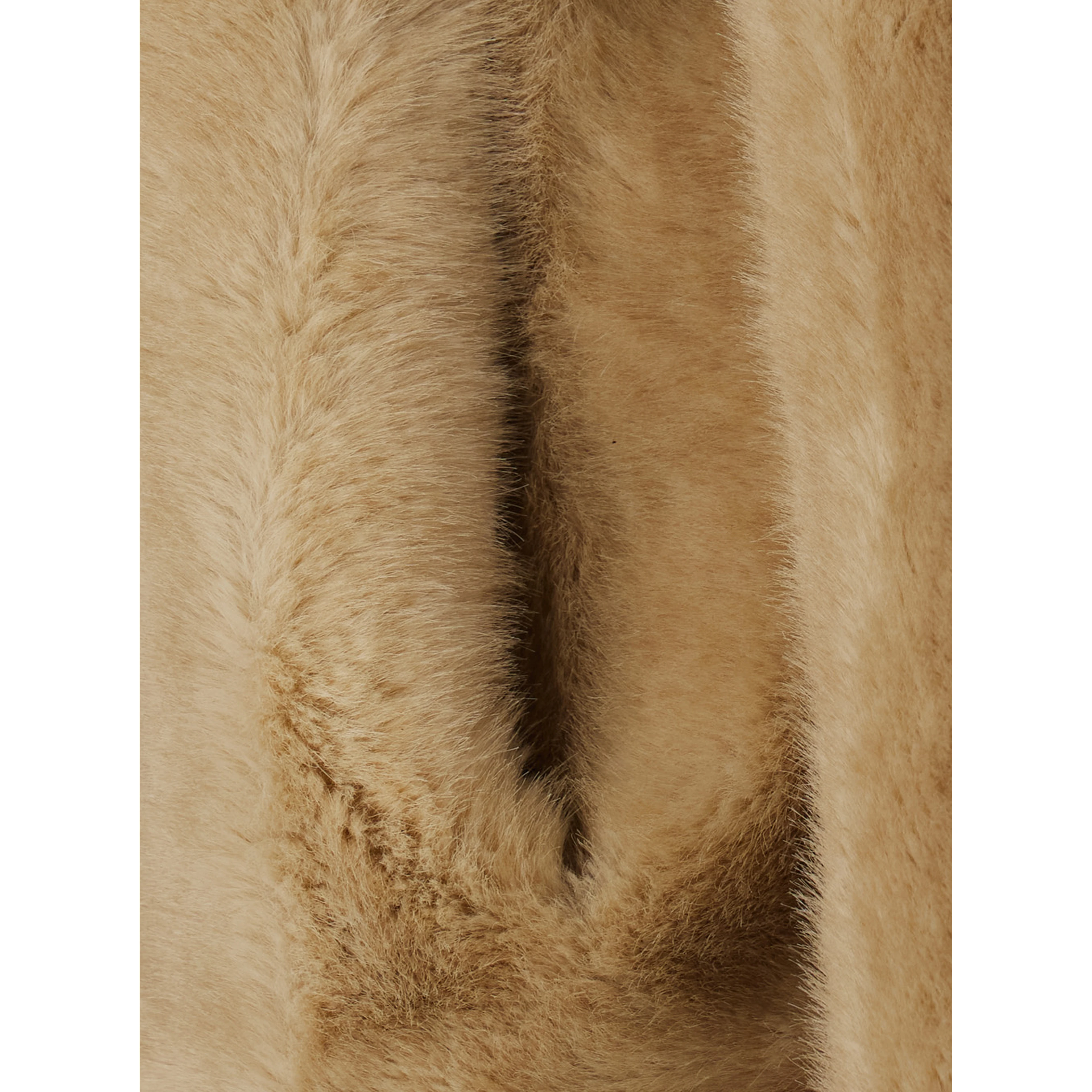Elis Shaved Mink Coat with shawl collar and long sleeves in beige synthetic fur for women