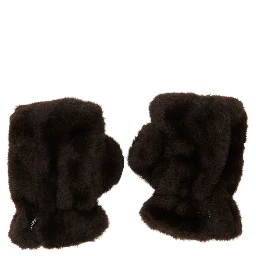 Ariel Brown Fingerless gloves in eco fur for women