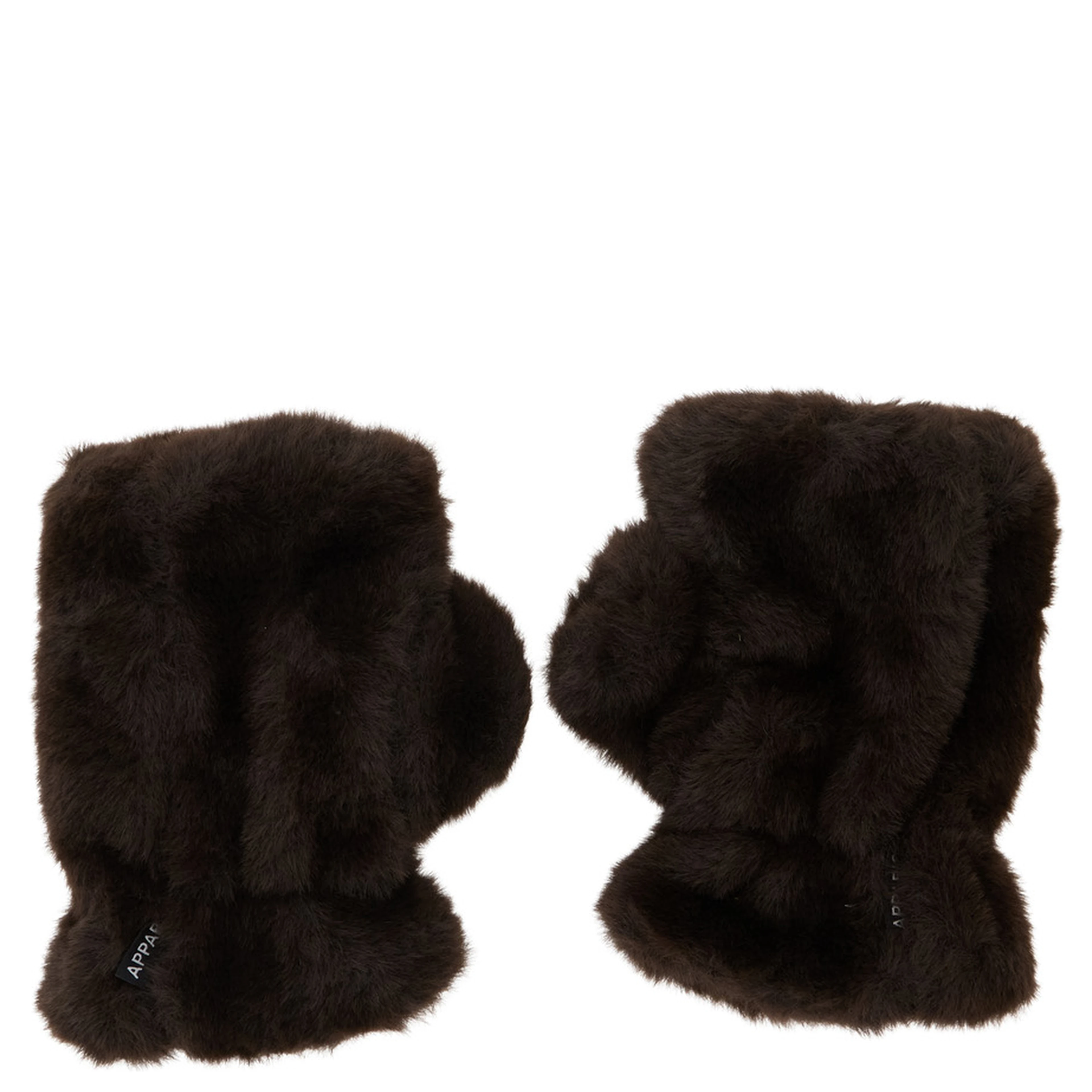 Ariel Brown Fingerless gloves in eco fur for women