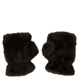 Ariel Brown Fingerless gloves in eco fur for women