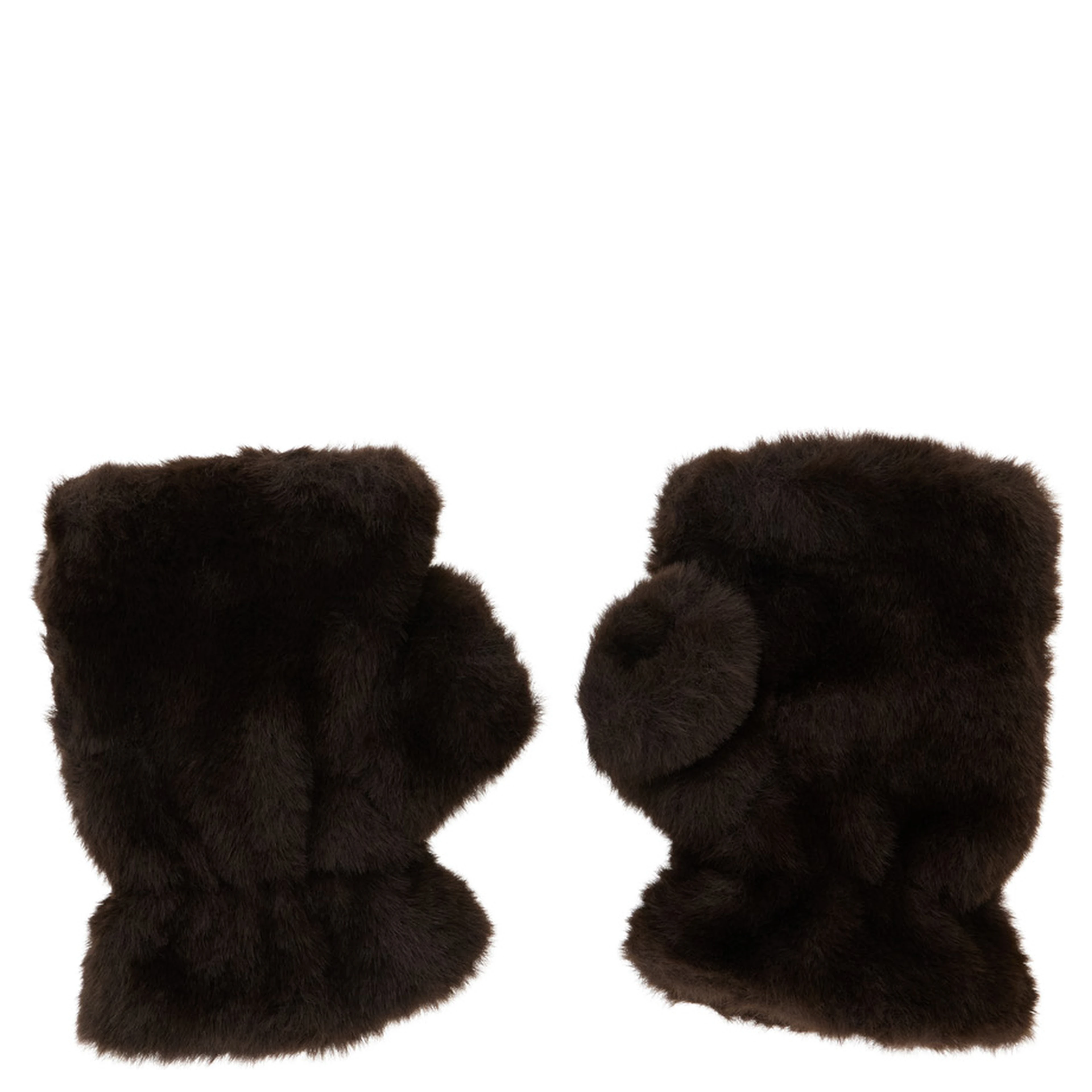 Ariel Brown Fingerless gloves in eco fur for women
