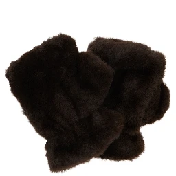 Ariel Brown Fingerless gloves in eco fur for women