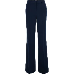 Blue Pants with Belt Loops and Straight Leg in Fabric for Women