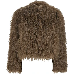 TIBET FUR SHORT JACKET with Tibetan fur and green color for women