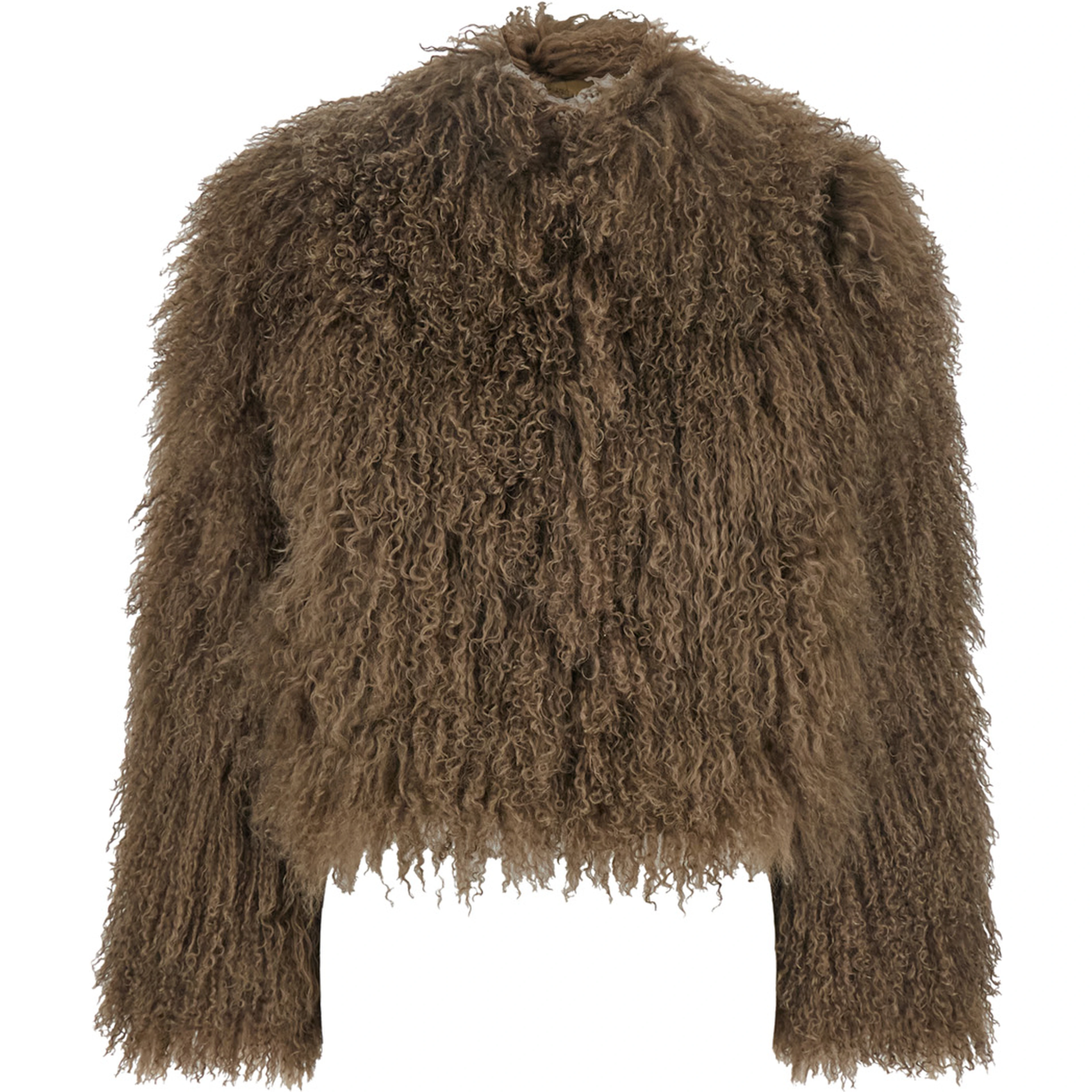 TIBET FUR SHORT JACKET with Tibetan fur and green color for women