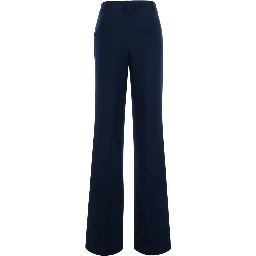 Blue Pants with Belt Loops and Straight Leg in Fabric for Women